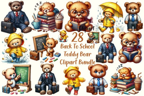 Back to School Teddy Bear Clipart Bundle: A Versatile Resource for Creative Projects