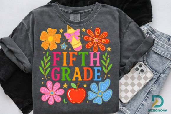 Fifth Grade PNG, Floral Back to School: A Creative Resource for Modern Design Needs