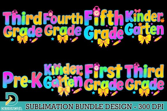 Neon Grade Back to School PNG Bundle