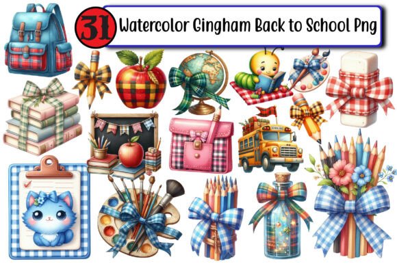 Watercolor Gingham Back to School PNG: A Versatile Digital Asset for Creative Projects
